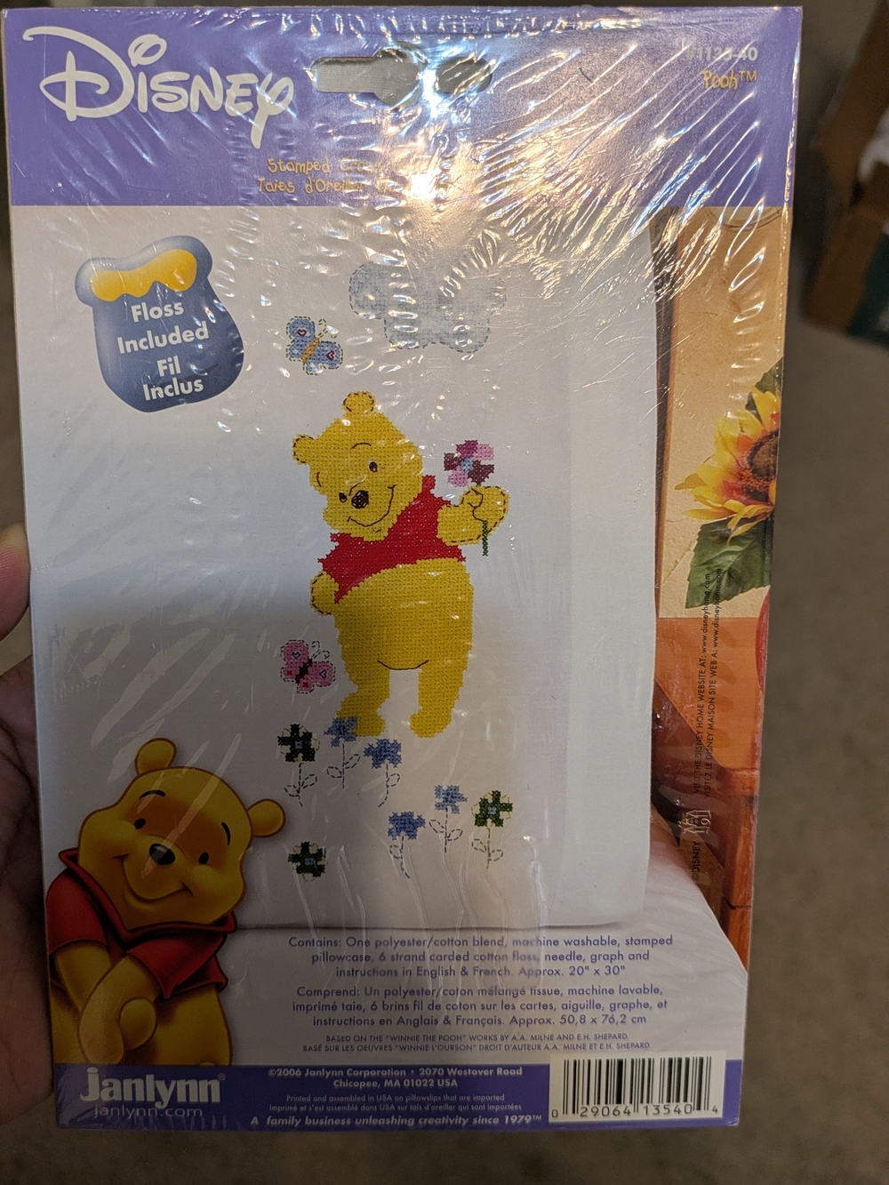 Disney Winnie the Pooh Stamped Cross Stitch Pillowcase Kit 20x30